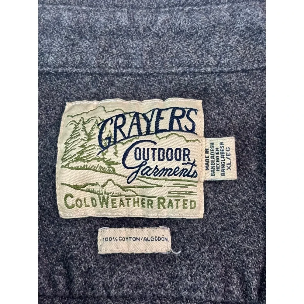 Grayers Shirt Jacket Mens XL Gray Cotton Flannel Shacket Outdoor Heritage Rugged